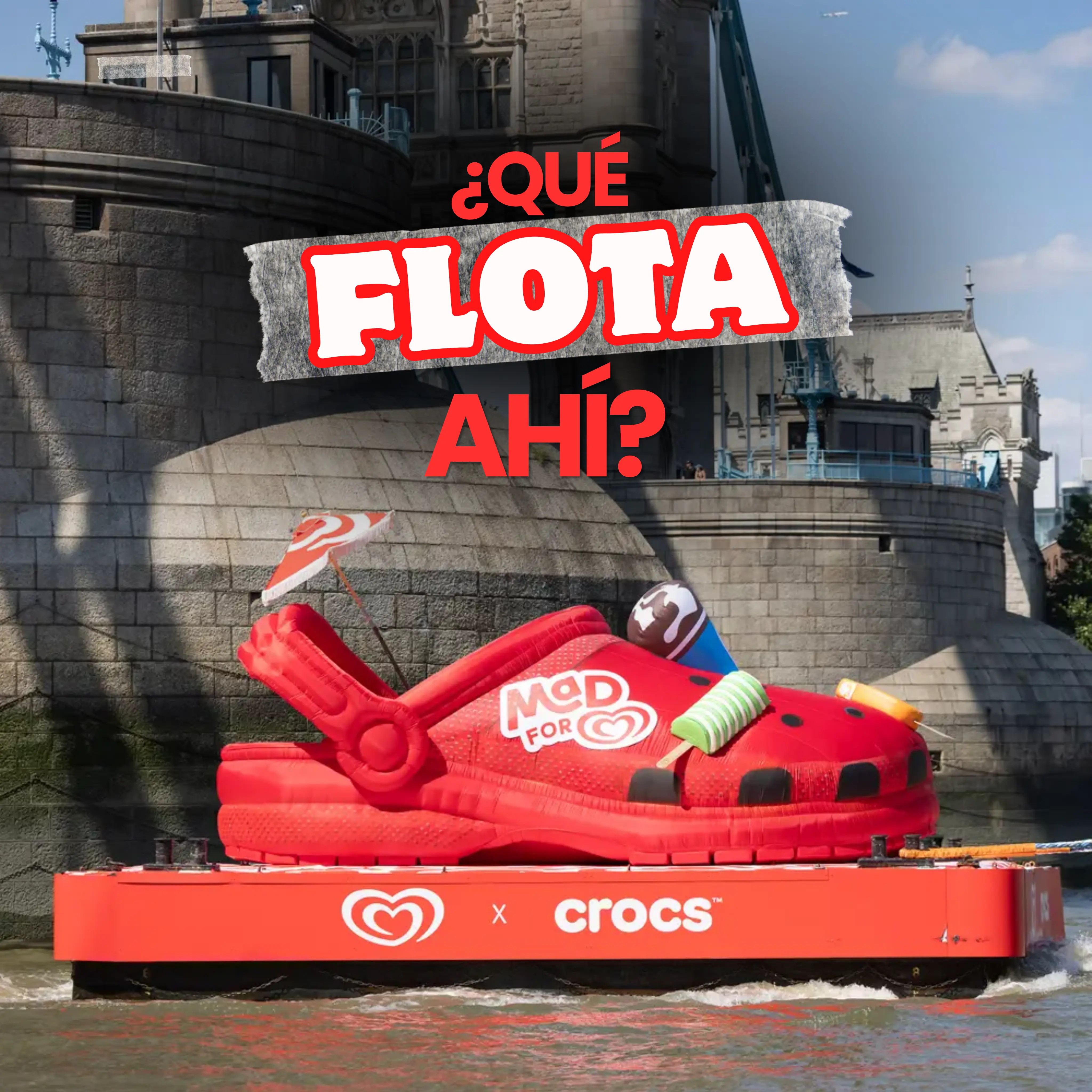 Wall's y Crocs convierten un Crocs gigante flotante en una campaña de verano