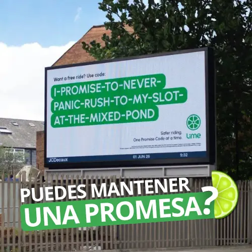 Lime lanza campaña OOH que recompensa promesas de seguridad
