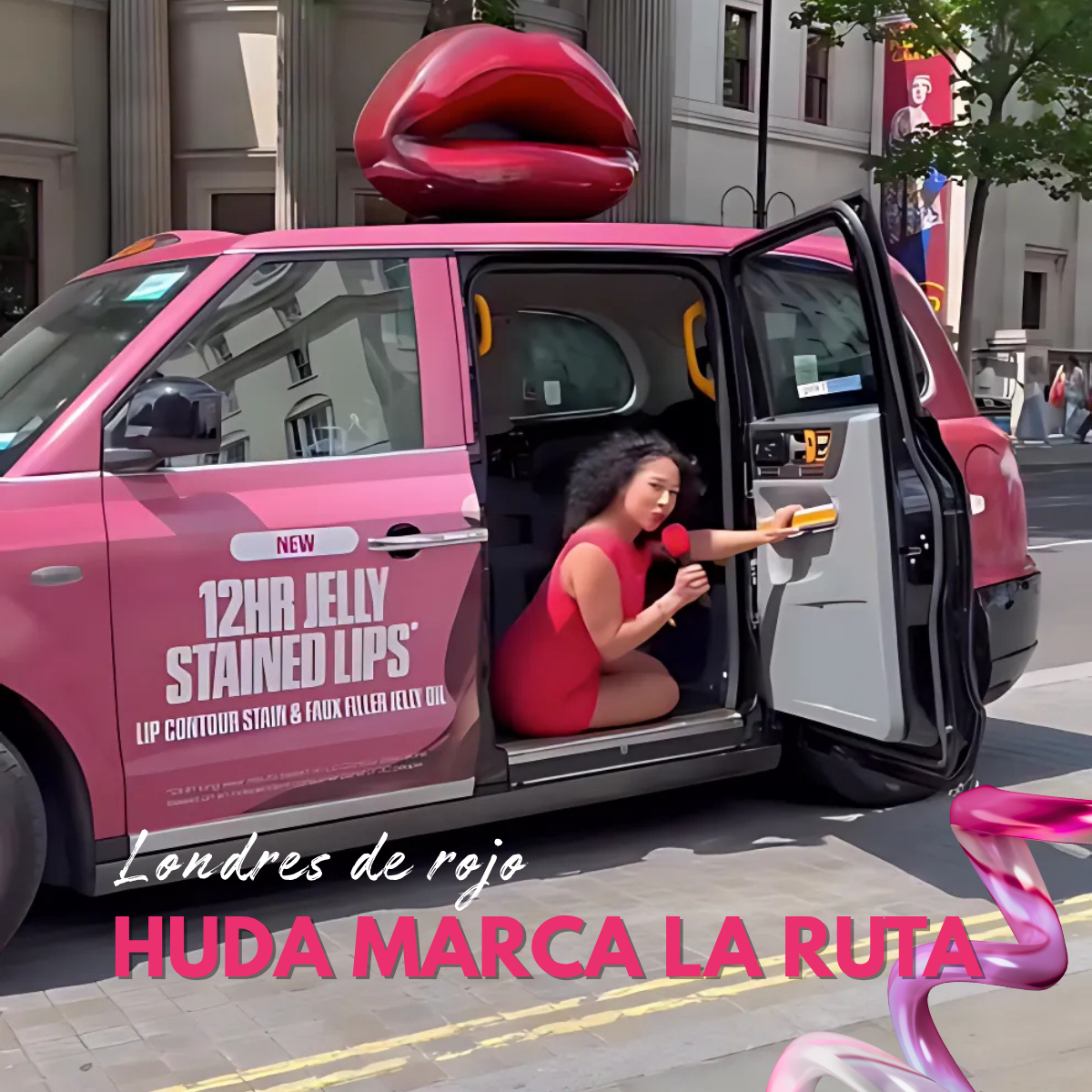 Huda Beauty transforma Londres con su campaña de labios gigantes