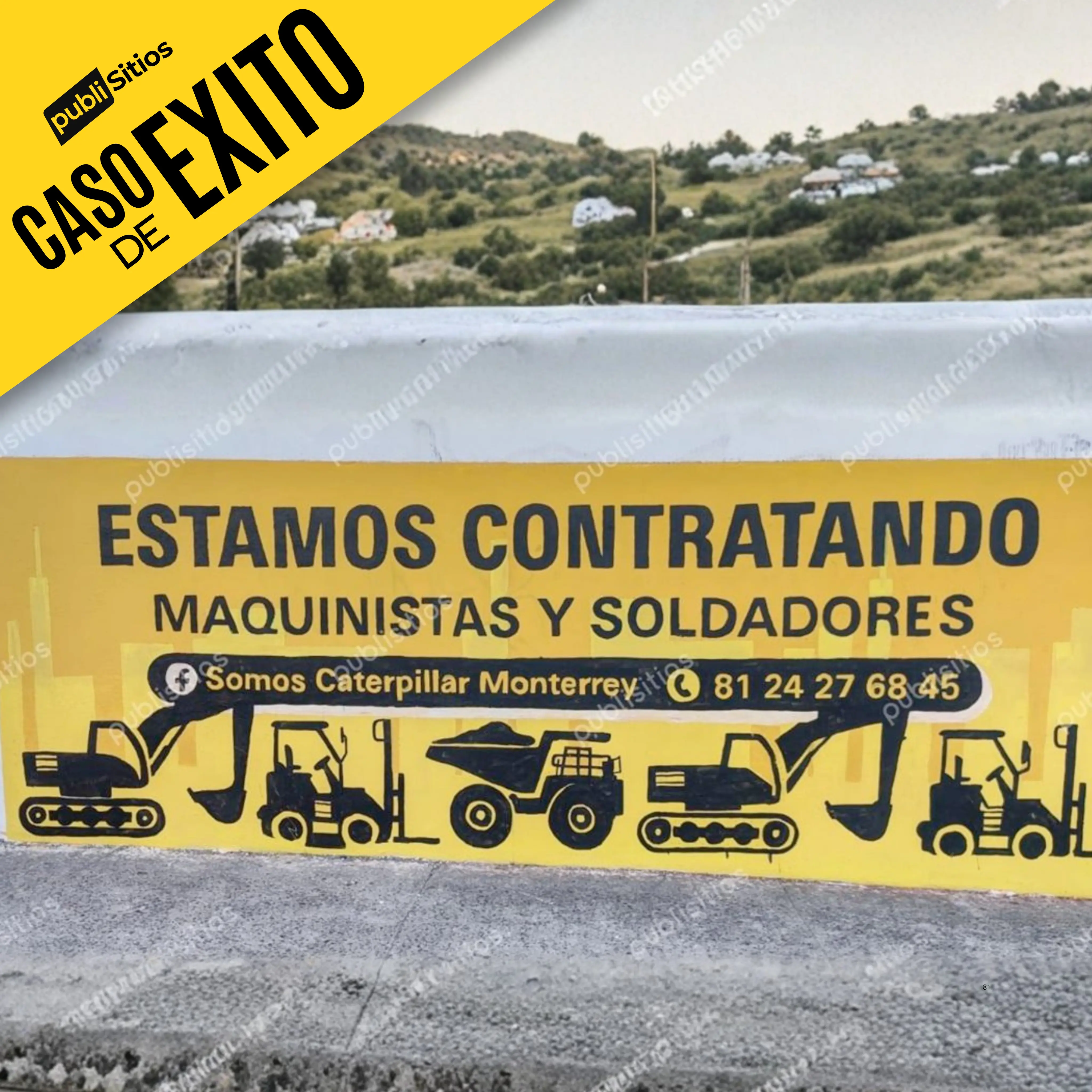 Caterpillar en pintas de bardas en Nuevo León | Publisitios