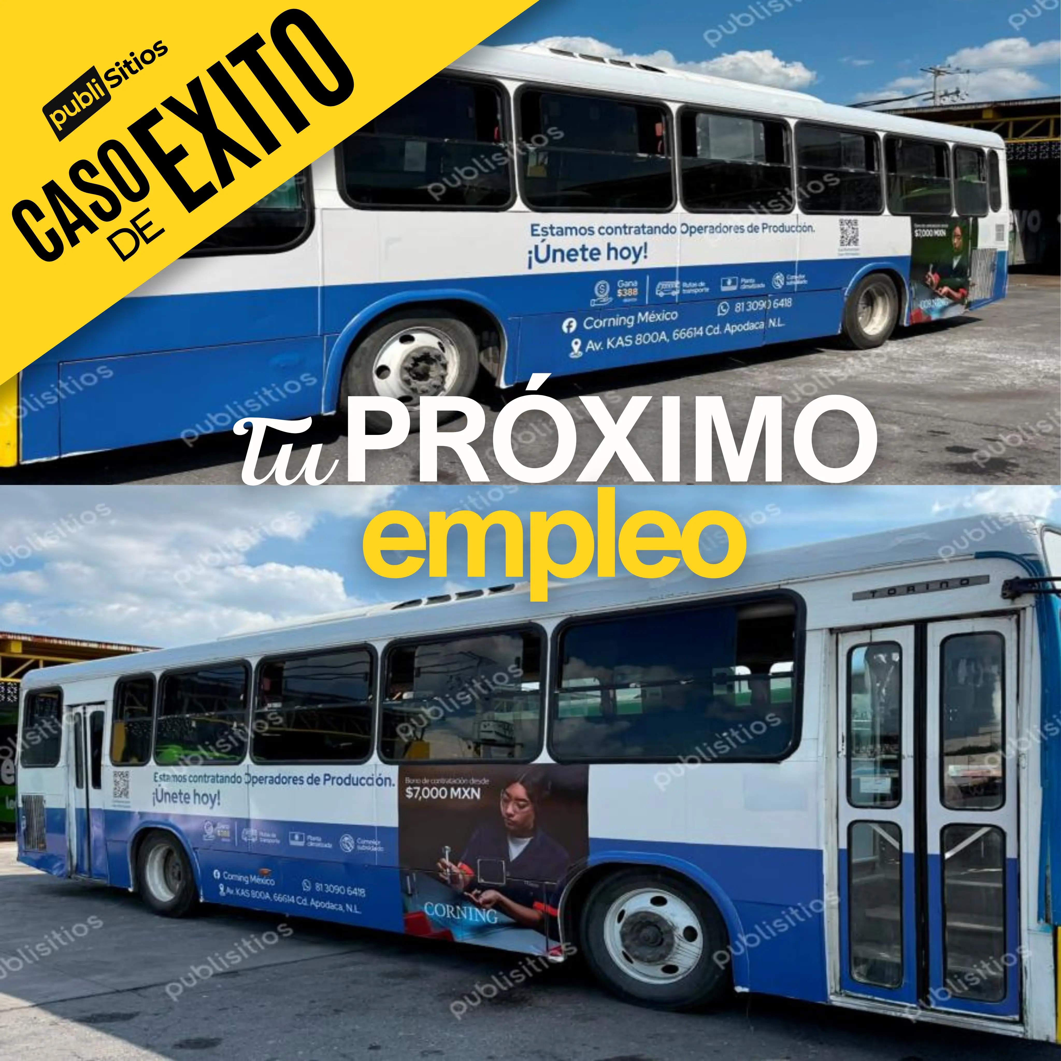 Publisitios lleva la campaña de reclutamiento de Corning a autobuses en Monterrey