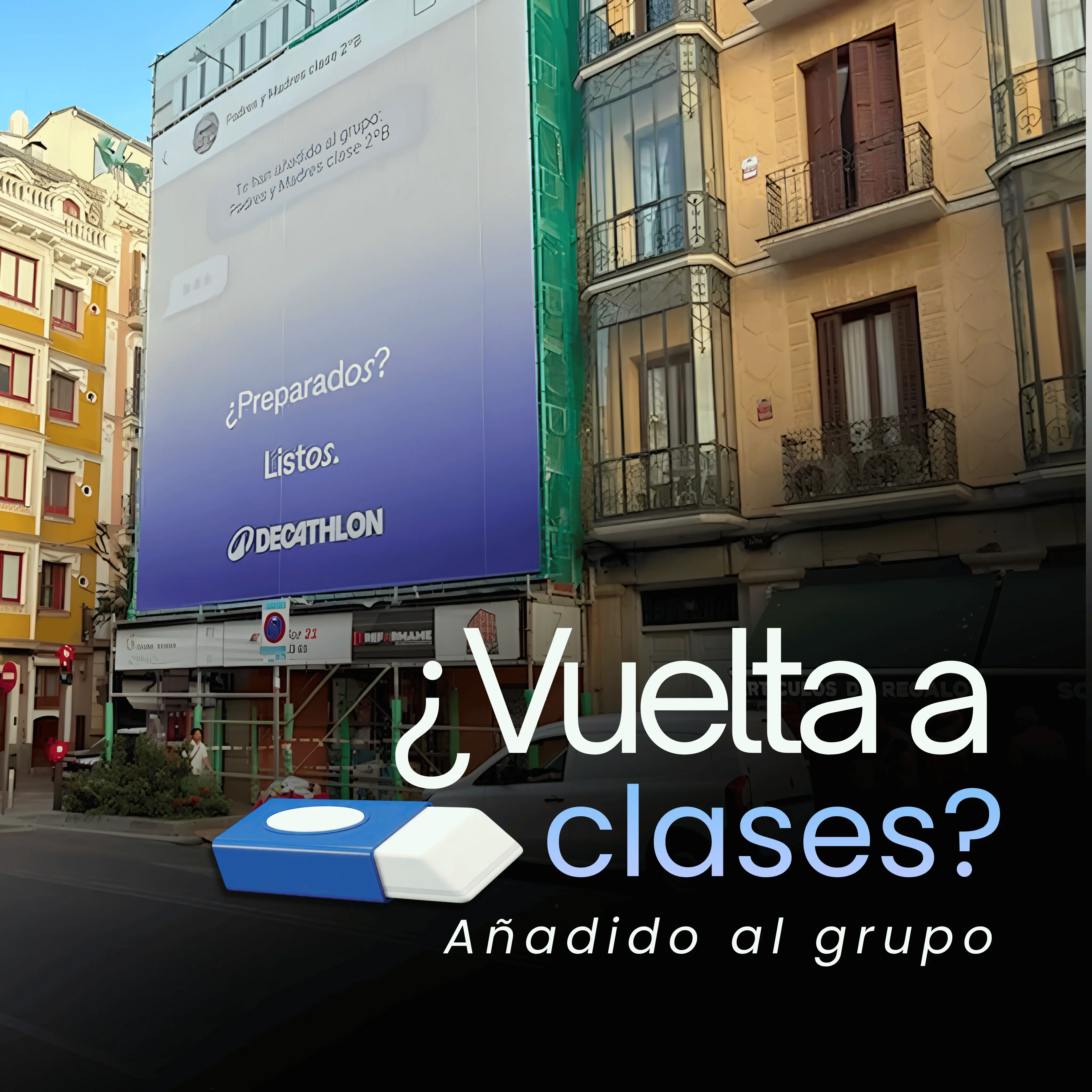 Decathlon convierte el grupo de WhatsApp de padres en una campaña OOH en Madrid