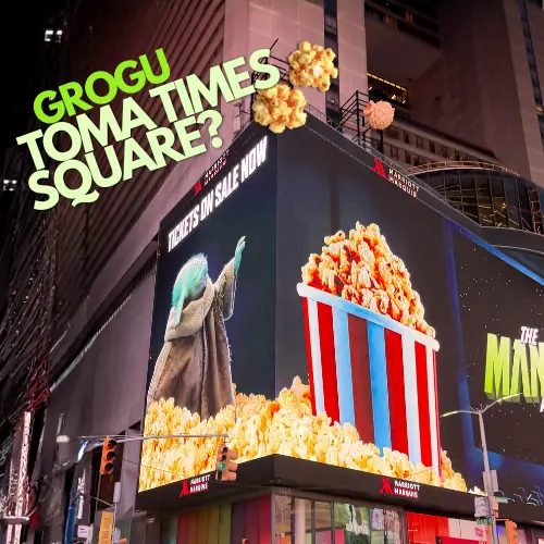 Publicidad exterior de The Mandalorian: Grogu y la experiencia cinematográfica