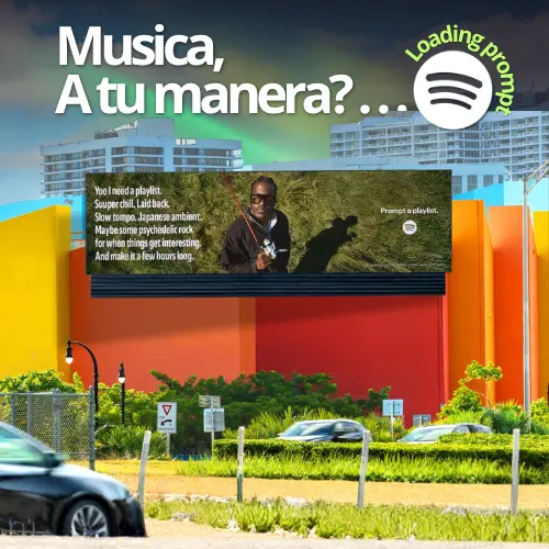 Publicidad exterior de Spotify: Prompted Playlists y descubrimiento musical personalizado