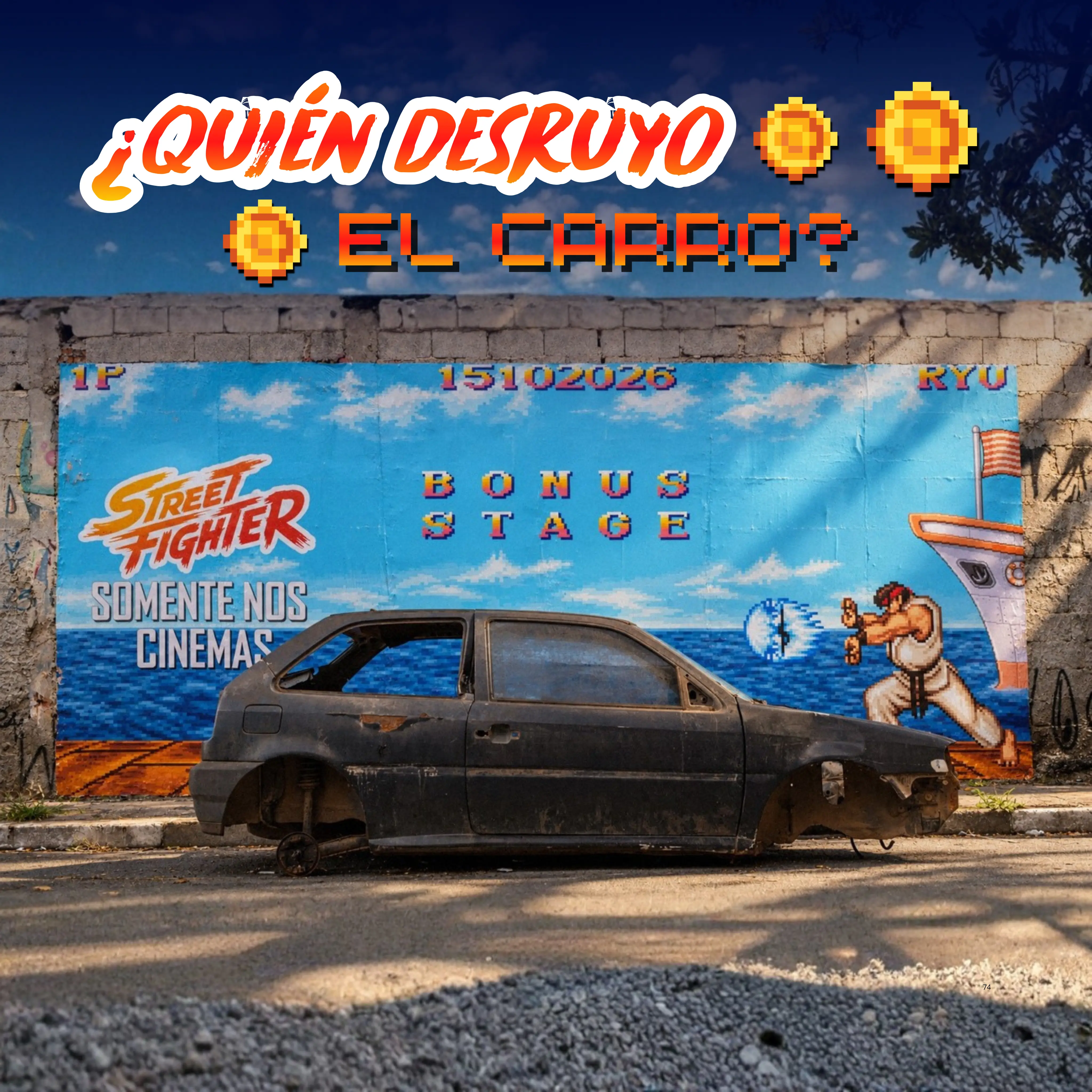 Street Fighter recrea el Bonus Stage con autos reales y pixel art en una campaña OOH en Brasil