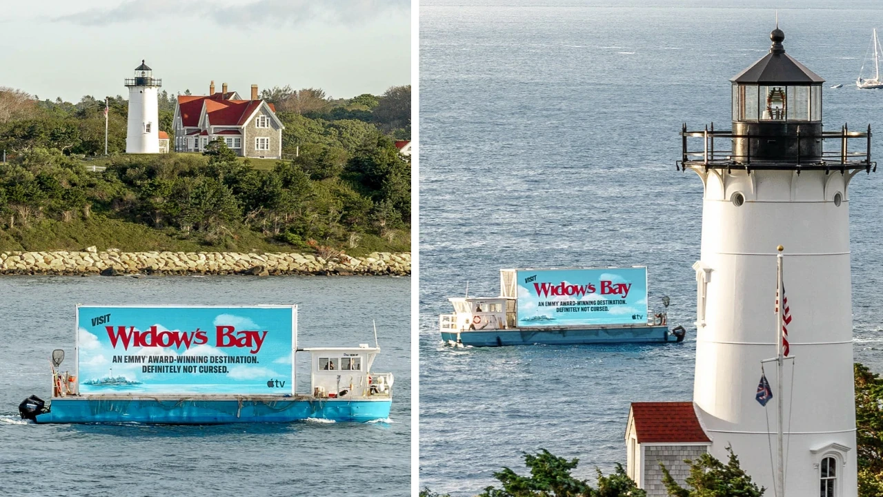 Widow’s Bay en Cape Cod: billboard flotante de Apple TV | BM Outdoor