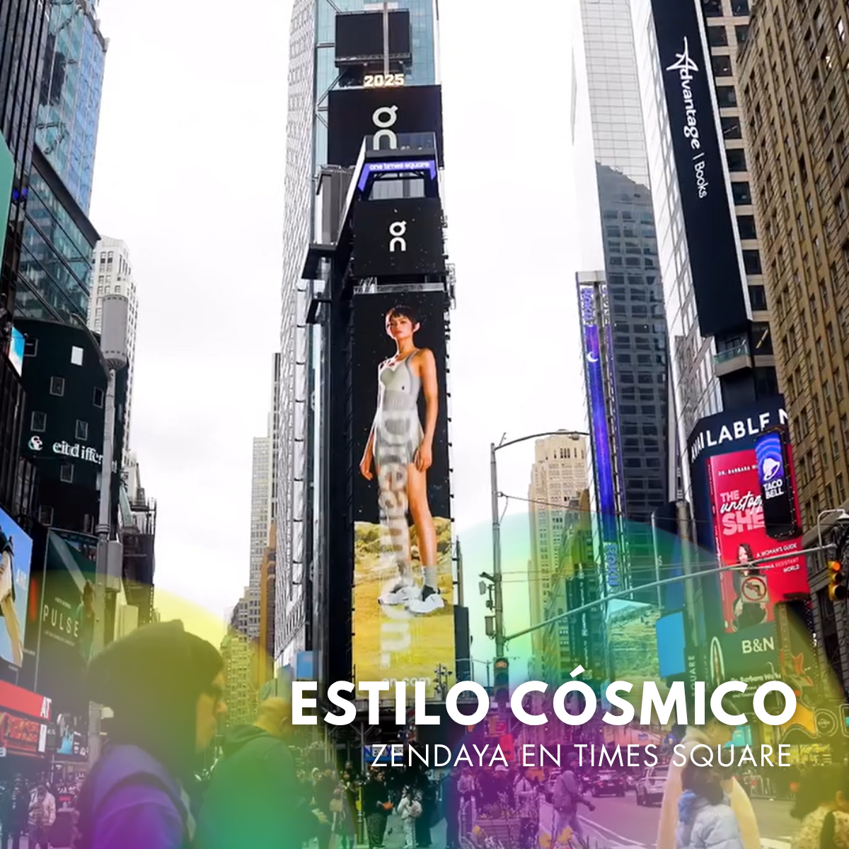 On y Zendaya invaden Times Square con estilo galáctico